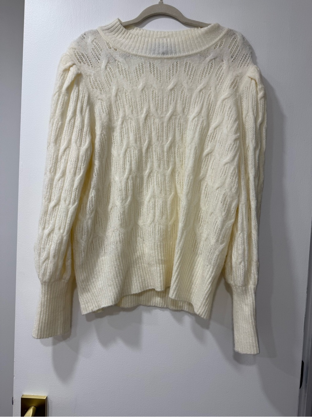 Express Cream Cable Knit Scoopneck Sweater